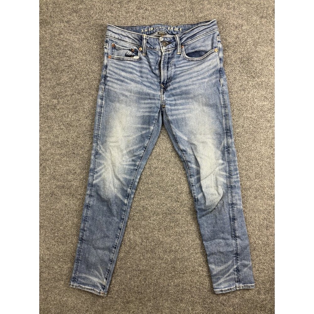 American Eagle Athletic Skinny Jeans Mens 28x30 Light Wash Blue Airflex+ Stretch
